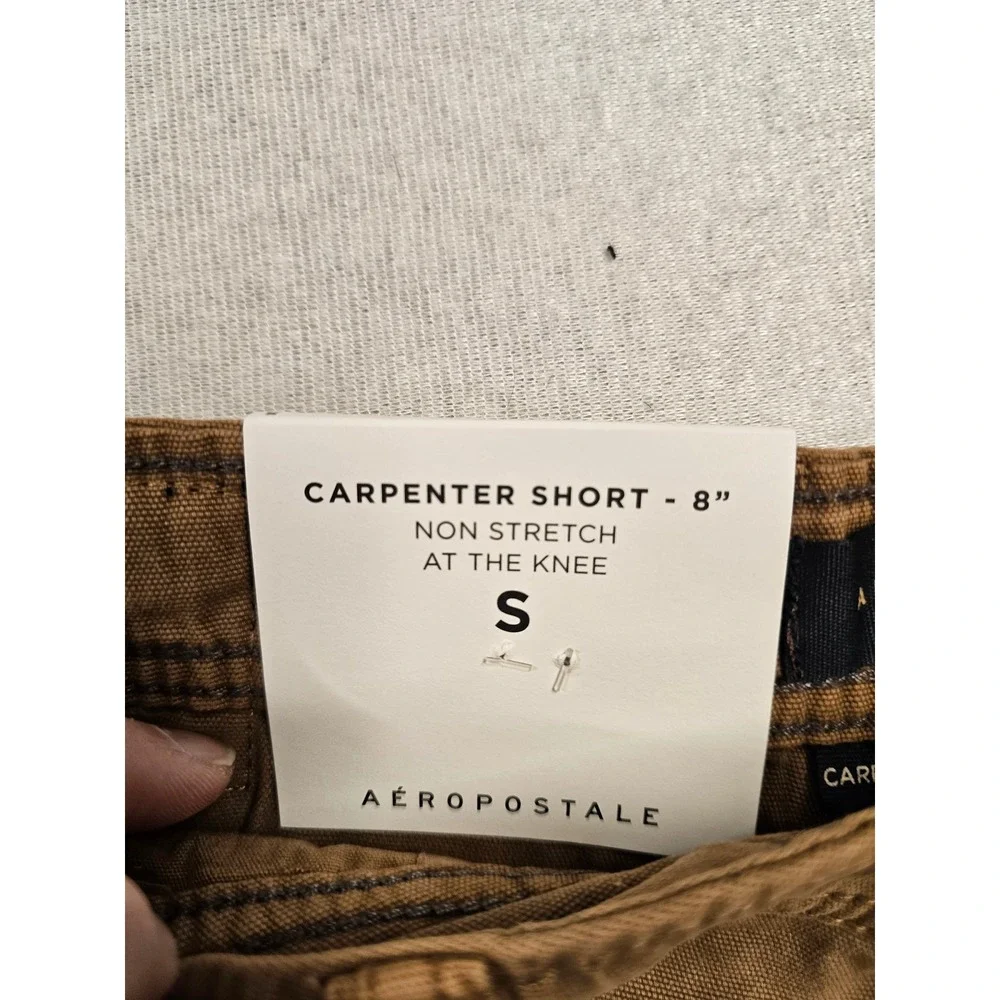 Aeropostale Mens Carpenter Shorts 8 Inch Inseam Brown‎ Canvas Utility Size S NEW